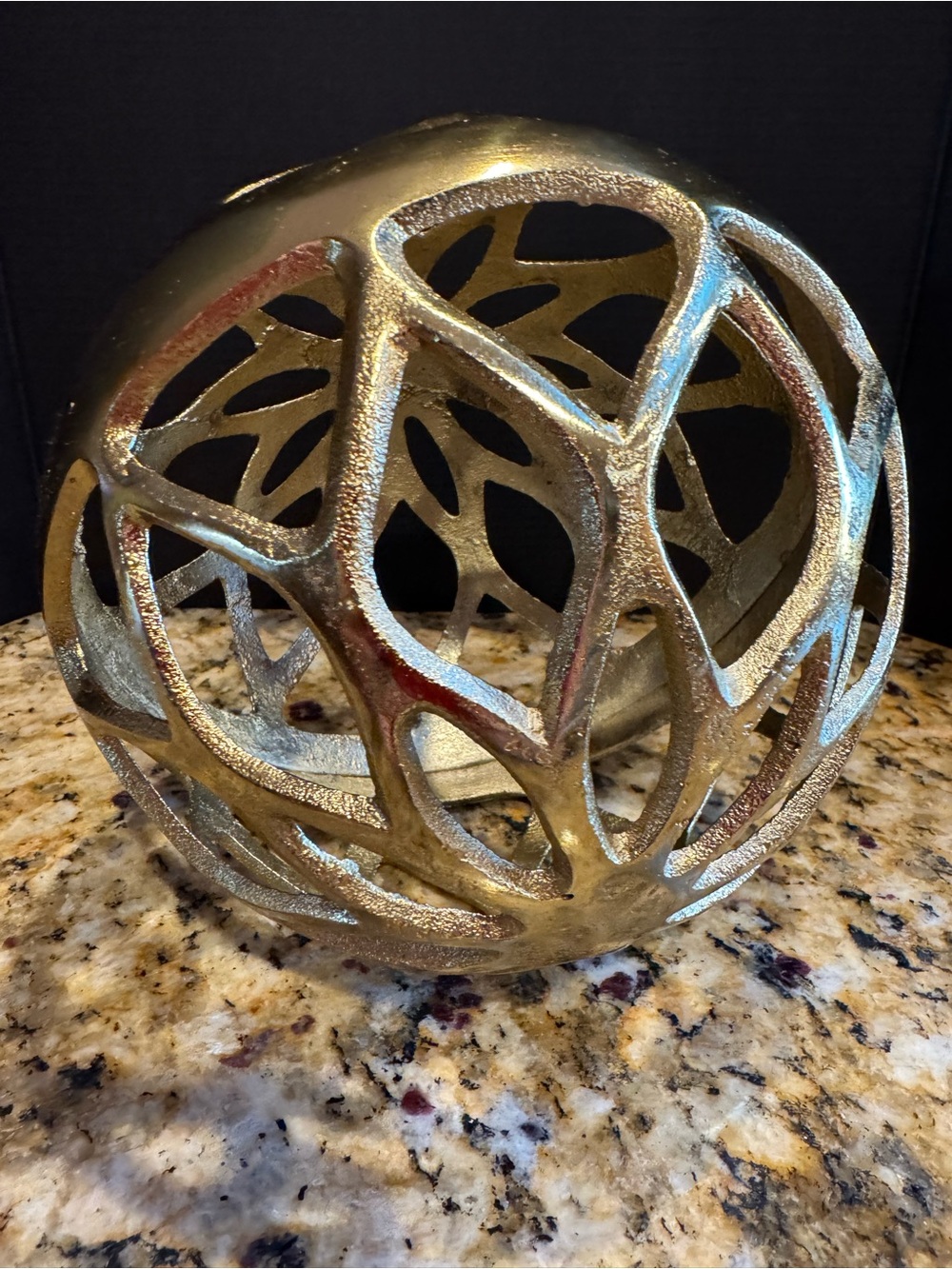 Decorative Metallic Openwork Sphere Brass  Accent Home Decor 7.5” Diameter